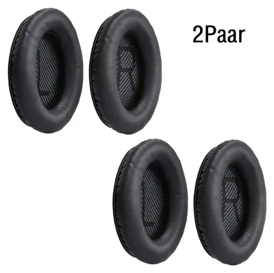 Produktbild von 2 Paar Ohr Polster kompatibel mit Bose Quietcomfort 35 35II 25 15 / QC35 QC35II QC25 QC15 - Ohrpolster Kopfhörer - Kunstleder Polster für Over Ear Headphones