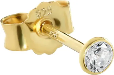 Produktbild von Einzel 3,0mm Ohrstecker 925 Sterling Silber Gelbgold Vergoldet Zirkonia Ohrringe