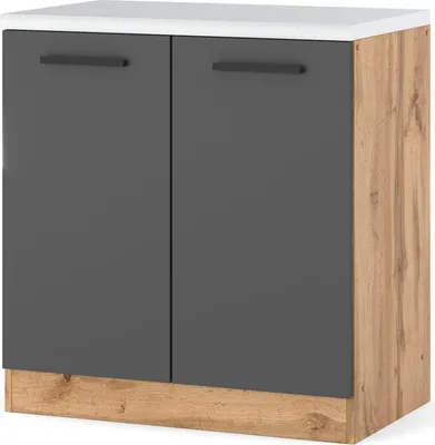 Zdjęcie produktu dla Szafka Kuchenna Stojąca Z Blatem Modułowa Blande 80Cm Wotan Szary Mat