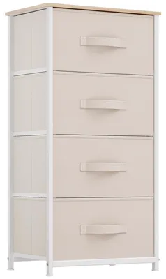 Image de Commode YITAHOME, commode avec 4 tiroirs, meuble de rangement, tiroirs en tissu avec poignées