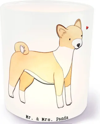 Produktbild von Mr. & Mrs. Panda Windlicht Glas Basenji Moment - Transparent - Geschenk, Kerzenhalter, Kongo-Terrier, Teelichthalter, Outdoor, aus