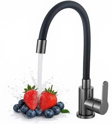 Immagine prodotto di Rubinetto da cucina flessibile a 360°, acciaio inossidabile, nero, orientabile