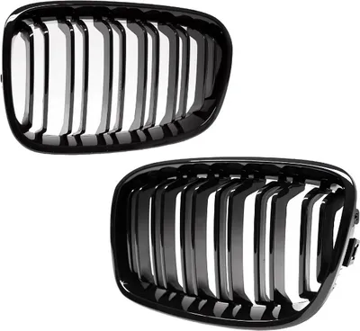 Produktbild von SET Doppelsteg Kühlergrill Grill Schwarz Glanz passt für BMW 1er F20 F21 bj 2010-2015