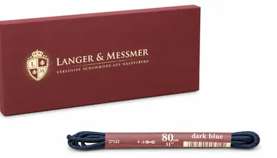 Produktbild von Langer & Messmer Schnürsenkel aus gewachster Baumwolle rund,1 Paar,  Länge ca. 80 cm dunkelblau, KI-generiertes Bild