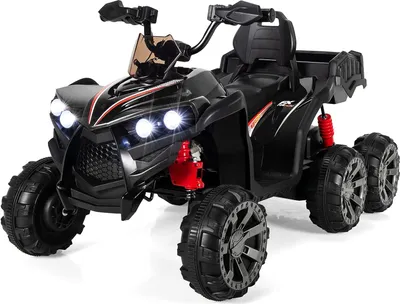 Produktbild von 12V Quad Kinder, 3-6 km/h Elektroquad mit Scheinwerfern & Musik & 6 stoßdämpfenden Rädern, Elektroauto für Kinder ab 3 Jahren, Elektrofahrzeug Kinderquad (Schwarz)