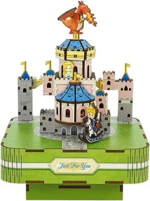 Image de Habarri | Maison Miniature - DIY Maison de Poupées - Maison en Bois avec Meubles et éclairage LED - Cadeau pour Enfants - Château Du Gentil Dragon