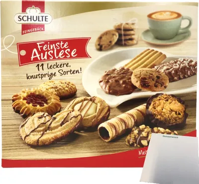 Produktbild von Schulte Feinste Auslese Gebäckmischung Kekse 11 leckere Sorten (300g Packung) + usy Block