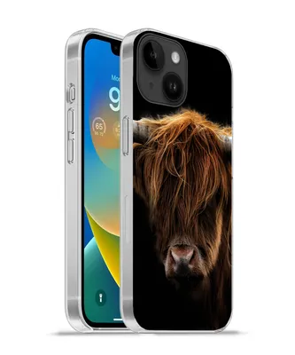 Produktbild von MuchoWow® Handyhülle Schutzhülle Hülle für Apple iPhone 14 - Softcase Schottischer Highlander - Hörner - Schwarz - Tiere - Natur - Wild - Kuh Silikon Softcase Handy Hülle - Mobiltelefonhülle