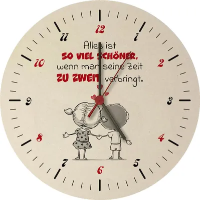 Produktbild von Alles ist schöner zu zweit Wanduhr aus MDF mit Spruch