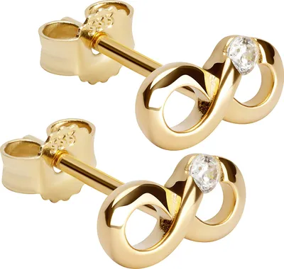 Produktbild von Paar Infinity 9x4,5mm Ohrstecker 333 Gelbgold Zirkonia weiß Gold Damen Ohrringe