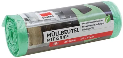 Produktbild von QUICKPACK Müllbeutel 35L 25 Stck mit Tragegriff