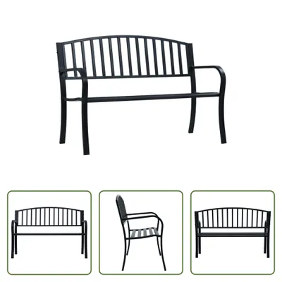 Produktbild von The Living Store Gartenbank Schwarz 120 cm Stahl