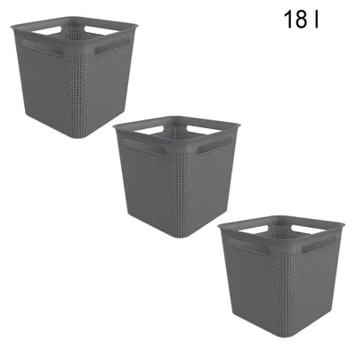 Produktbild von Rotho 3er Set Aufbewahrungsboxen 18L Brisen - Organizer je 29,1 x 29,1 x 28,1 cm - Dekobox aus Kunststoff - Aufbewahrungsbehälter