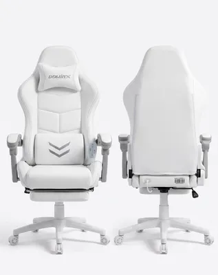 Produktbild von Ergonomischer Gaming-Stuhl Dowinx LS-66D97A | Bequemer Bürostuhl mit Massagefunktion, 4D-Verstellung und Fußstütze – Weiß