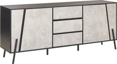 Zdjęcie produktu dla BELIANI Komoda efekt betonu czarne elementy 75 x 177 cm 2 szafki 3 szuflady styl industrialny