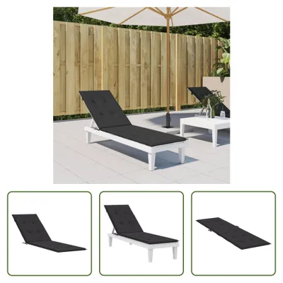 Immagine prodotto di The Living Store Cuscino per sedia a sdraio nero (75+105)x50x3 cm