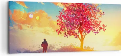 Produktbild von Bild auf Leinwand - Leinwandbild - Baum Wiese Feld - 120x50cm - Wand Bild - Wanddeko - Wandbilder - Leinwanddruck - Bilder - Kunstdruck - Wanddekoration - Leinwand bilder - Wandkunst - AB120x50-3715