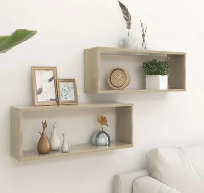 Produktbild von The Living Store Würfelregale 2 Stk. Sonoma-Eiche 60x15x23 cm Holzwerkstoff