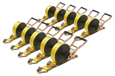 Produktbild von VEVOR Ratschen-Zurrgurte (4er-Pack), 5000 lb Bruchlast, Doppel-J-Haken, beinhaltet 4 Premium 2" x 15' Ratschen-Zurrgurte mit gepolsterten Griffen, zum Sichern von Fracht, Geräten, Rasenpflegegeräten, 2 inch & 30 ft