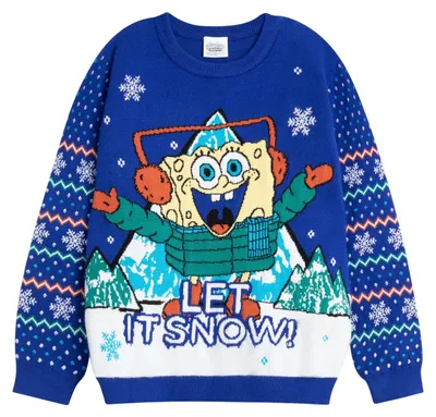 Produktbild von SpongeBob SquarePants - "Let It Snow" Pullover für Kinder NS9987 (146-152) (Blau/Bunt)