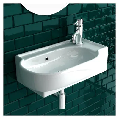 Produktbild von Handwaschbecken aus Keramik mit Überlauf zur Wandmontage