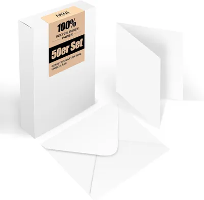 Obrázok produktu pre Sada kartičiek, 50 kusov, 14,5 x 14,5 cm, s obálkami, určená na pozvánky