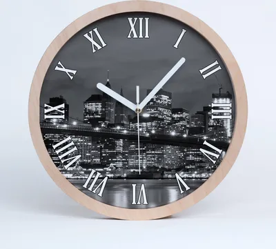 Produktbild von Holzuhr 30fi cm wanduhr - weiße Spitzen - Manhattan New York