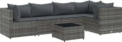 Obrázok produktu pre vidaXL 6-dielna záhradná súprava s vankúšmi Grey Poly Rattan