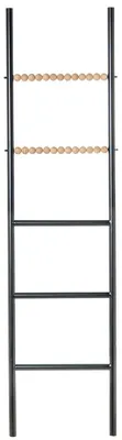Dekorative Leiter Metall Holz Schwarz 43x3x163 cm