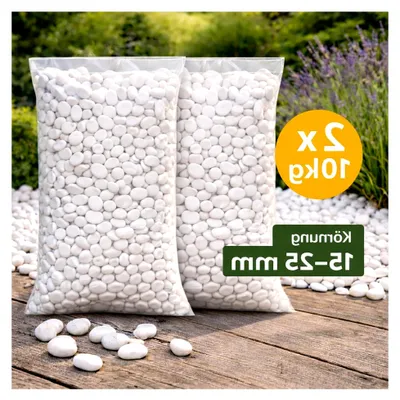 Produktbild von Carrara Marmorkies weiß 15–25 mm 20 kg Zierkies Naturstein für Garten, Wege, Einfahrten, Beete, Spritzschutz, frostsicher, dekorativ, pflegeleicht, heller Dekokies für moderne Gartengestaltung (2x 10kg)