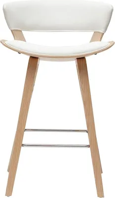 Produktbild von Miliboo - Design-Barhocker weiß und helles Holz H65 cm SYRAH
