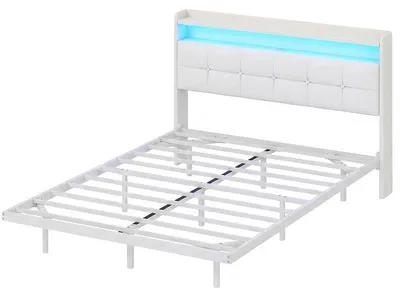Obrázok produktu pre Rám postele s LED osvetlením a nabíjacou stanicou AJ-DJ504106_3, 140 x 190 cm, biela