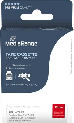 Produktbild von MediaRange Schriftbandka. Brother TZ-435/TZe-435 12mm 8m ws