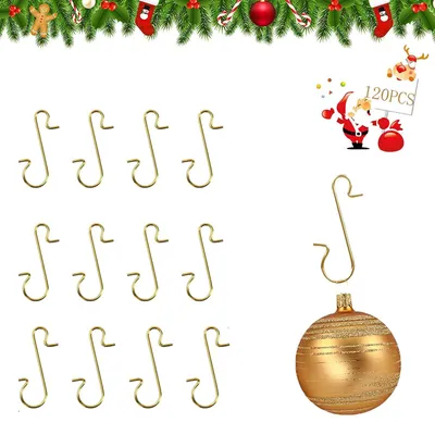 120 S-Haken für Christbaumschmuck, Gold, 3 x 1,8 cm