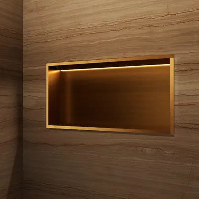Produktbild von Wandnische Dusche OCEANIC mit LED gebürstetes gold