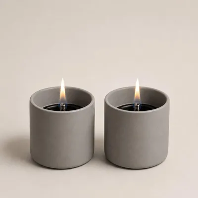 Produktbild von Tenderflame Breeze 8 ceramic, 2-Pack Grau 2er Set - Tischkamine Geschenkset Indoor, Bioethanol-Alternative mit Tenderfuel, Deko-Tischfeuer für Wohnzimmer und Esstisch