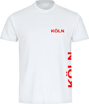 Produktbild von multifanshop Herren T-Shirt - Köln - Brust & Seite, weiß, Größe 4XL