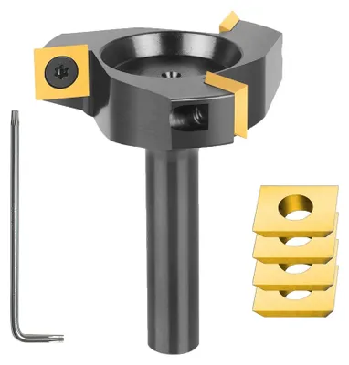 Vlakfrees 12 mm Schaft, 60 mm Ø, 3 Hartmetallmesser, CNC Fräser