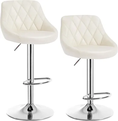 Produktbild von WOLTU 2er Set Barhocker Barstuhl leichte reinige Kunstleder, Gute gepolsterte Sitzfläche, Höhenverstellbar 360° Drehbar, Farbwahl, Creme