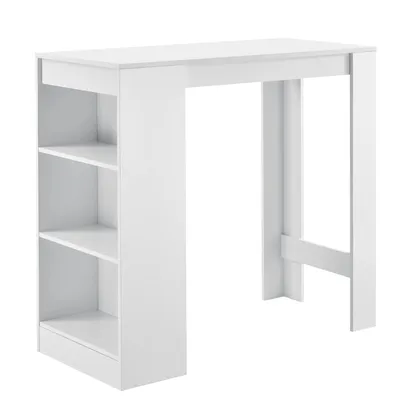 Obrázek produktu pro In And OutdoorMatch Barový stůl Darryl - Se 3 policemi - 110x50x103 cm - Bílá - Dřevotříska - Moderní design