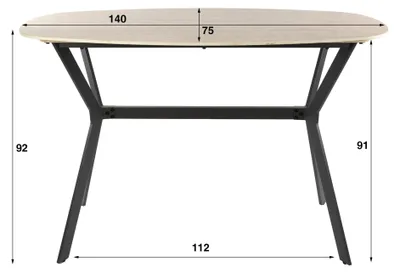 Image de Table à manger FURNLUX Romano beige et noir 140 cm / Couleur principale : beige / Dimensions : 140 x 92 x 75 cm