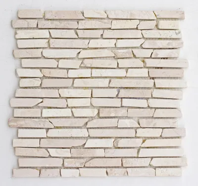 Produktbild von 1 qm ST-1-433 Marmor Naturstein Stab Mosaikfliesen Weiß Beige Design Bad Fliesen Lager Verkauf Stein-Mosaik Herne NRW