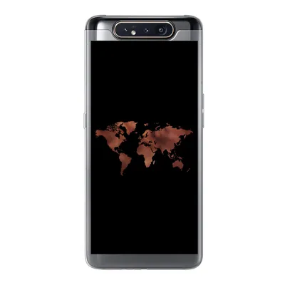 Produktbild von MuchoWow® Handyhülle Schutzhülle Hülle für Samsung Galaxy A80 Weltkarte - Leder - Schwarz Silikon Softcase Handy Hülle - Schutzdeckel