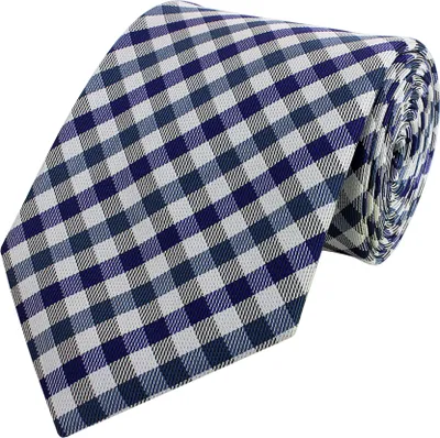 Produktbild von Fabio Farini - 1 Stück karierte Herren Schlips - Krawatte in 6cm oder 8cm Breite Schmal (6cm), Dunkelblau/Blau/Weiß