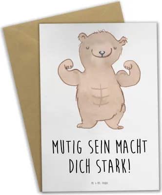 Produktbild von Mr. & Mrs. Panda Grußkarte Angst überwinden - Weiß - Geschenk, weihnachtskarten, Trost, osterkarte, Stärke, Vertrauem, Zuversicht, Kraft, Grußkarten, osterkarten