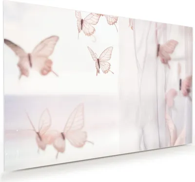 Produktbild von Glasbild 75x50cm in XXL für Wohnzimmer, Schlafzimmer Motiv Schmetterlinge Vorhangsins