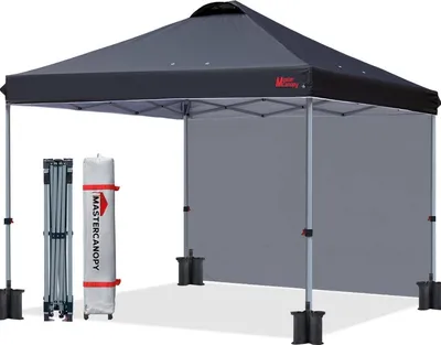 Image de Pop up Pavillon 3x3 m avec 1 paroi latérale Noir Chapiteau Marché Jardin
