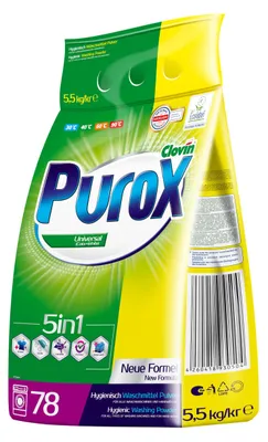 Produktbild von PUROX Universal Waschpulver 5,5 kg, 78 Waschladungen, für alle Textilien