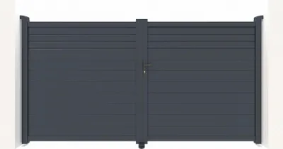 Produktbild von Flügeltor 3m CARPATIA H.180cm + Gartentür 1m CARPATIA H.180cm aluminium grau