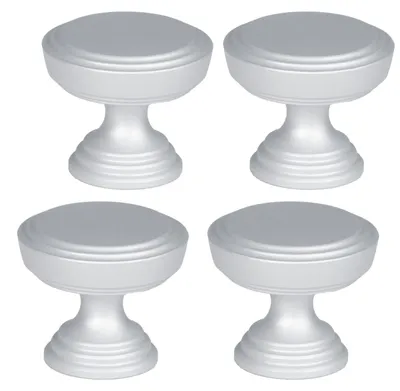 Zdjęcie produktu dla 4 x gałka meblowa, satynowa srebrna, 30 mm, styl retro, matowa, okrągła
